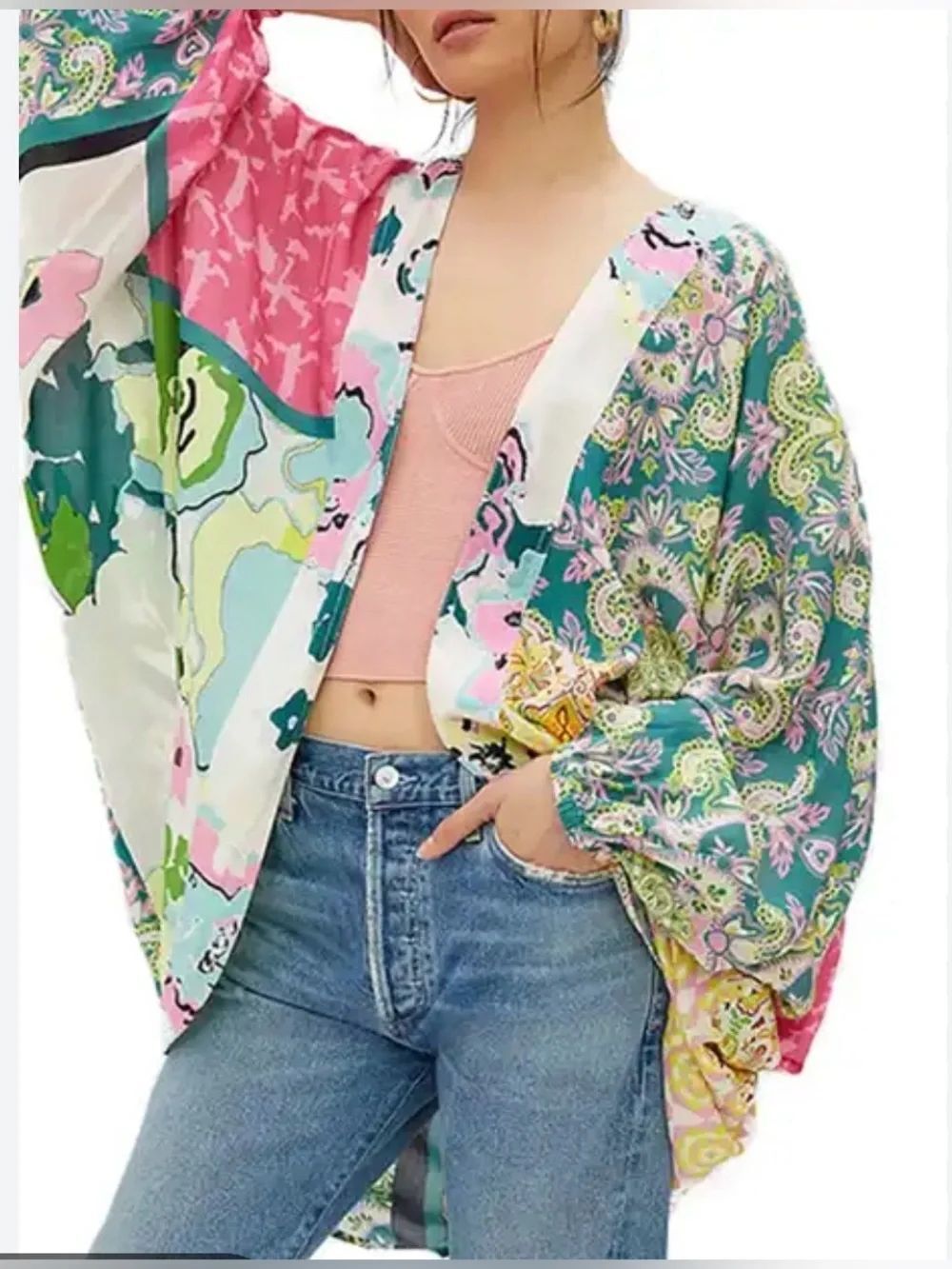 Anthropologie Printed Cocoon Kimono One Size